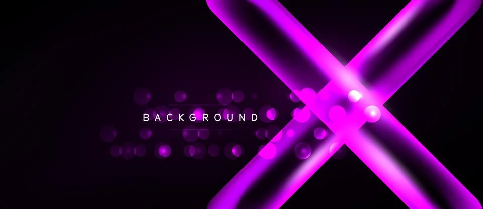 Abstract pink lines intersect over dark background. Circles add depth, creati Ilustração Stock