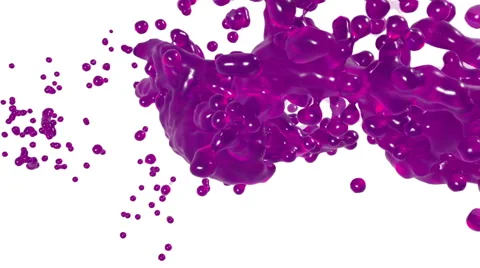 Abstract pink liquid flow on white background.. syrup Stock Footage