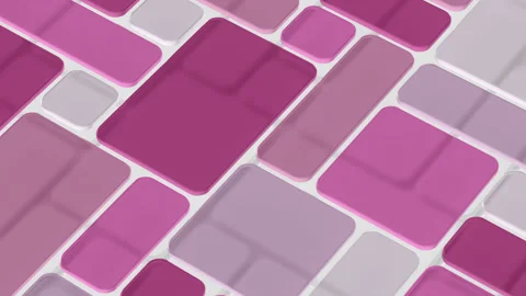 Abstract Pink &amp; Magenta Background Loop - Glass 3D Plates Over White Tiles Stock Footage 278616693