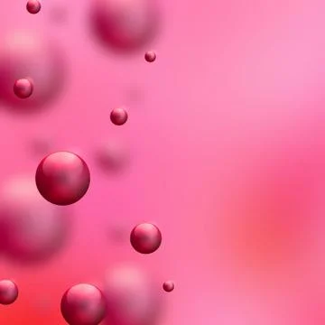 Abstract pink molecules, beads or drops of bright pink paint on blur background. Stock Illustration