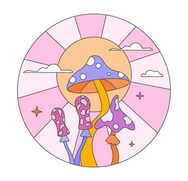 Abstract pink mushroom 스톡 일러스트