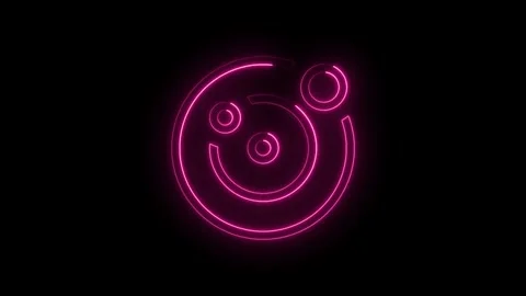 Abstract pink neon circle graphic with smiling face illustration on black b.. Stock Footage 314545045