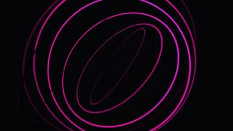 Abstract pink neon circles rotating smoothly on a dark background with cine.. Stock Footage 340948098