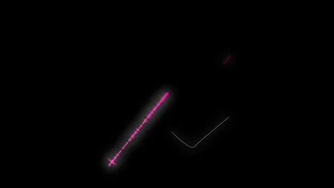 Abstract pink neon data lines flickering on black background Stockbeeldmateriaal 343120661