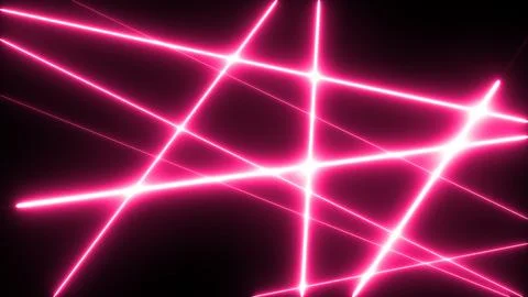 Abstract pink neon laser lines crossing on a dark background, creating a fu.. Illustrazione stock