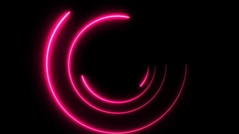 Abstract Pink Neon Light Circular Swirls on Black Background Stock Footage 297015983