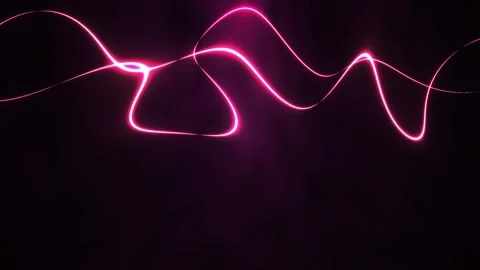 Abstract Pink Neon Light Wave Flowing on Dark Background. Stock Footage 334504587