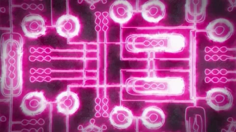 Abstract pink neon lights in specific pattern Video stock 254411477