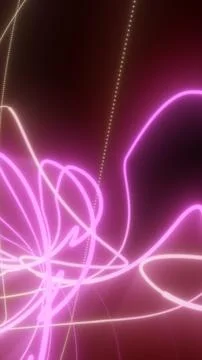 Abstract pink neon scribble lines and glowing curves over a dark background.. 스톡 일러스트