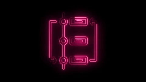 Abstract pink neon workflow diagram animation against black background Stock Footage 330785561