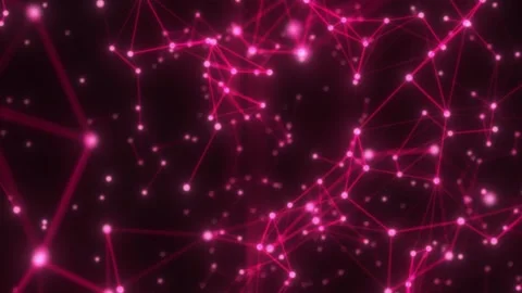 Abstract pink network of glowing nodes and connecting lines on a dark backg.. Stock Footage 332852051