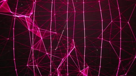 Abstract pink network grid pulsating with light and movement Stock Footage 327545390