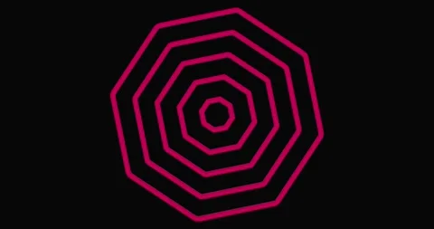 Abstract pink octagon lines creating a hypnotic expanding animation, producing a Stock Footage 325890966