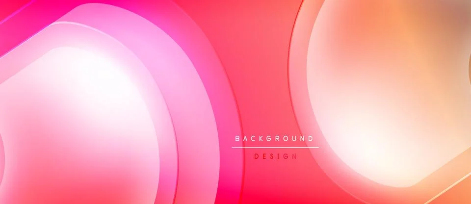 Abstract pink, orange layers create dynamic background. Smooth gradients, curved Stock Illustration