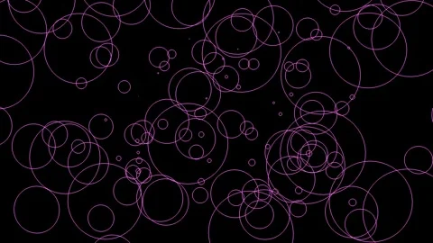 Abstract pink outline circles floating on a dark seamless loop background Stock Footage 327625519