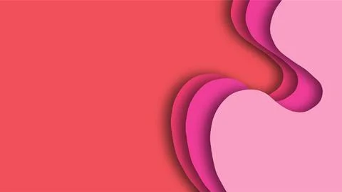 Abstract pink paper cut background with wavy layers and elegant 3D curves. イラスト素材