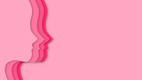 Abstract Pink Paper Cutout Profile Background with Layered Shades. Stock Footage 339127601