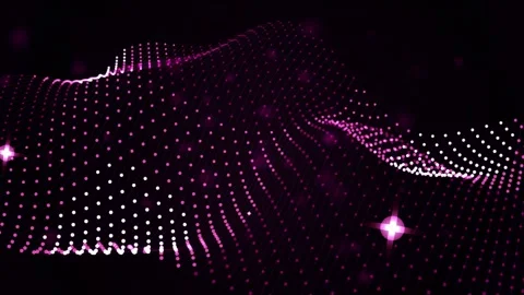 Abstract pink particle wave flowing over black background with sparkling st.. Stockbeeldmateriaal 344685155