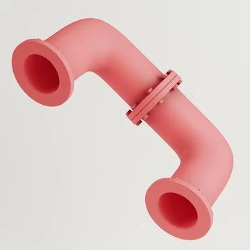Abstract pink pipe with industrial elements isolated on white background Stock Illustration