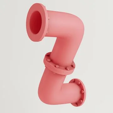 Abstract pink pipe with industrial elements isolated on white background Stock Illustration