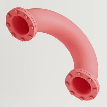 Abstract pink pipe with industrial elements isolated on white background Stock Illustration