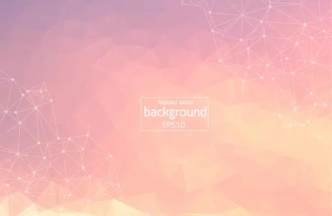 Abstract Pink Polygonal Space Background with Connecting Dots and Lines. Geom Stock Illustration