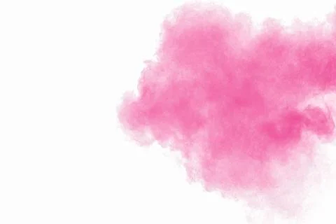Abstract pink powder explosion on white background. Freeze motion of pink d.. 스톡 일러스트