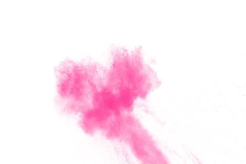 Abstract pink powder explosion on white background. Freeze motion of pink d.. 스톡 일러스트