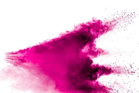 Abstract pink powder explosion on white background. Freeze motion of pink p.. Stock Illustration