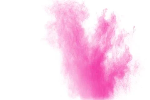 Abstract pink powder explosion on white background. Freeze motion of pink d.. Illustrazione stock