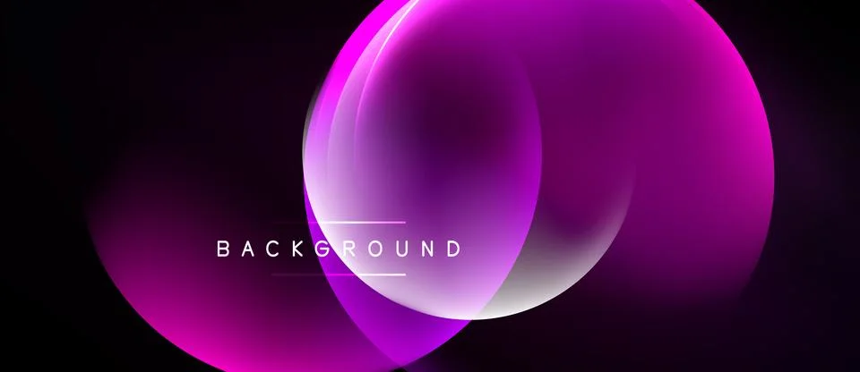 Abstract pink, purple layers create glowing circular shapes over black Ilustração Stock