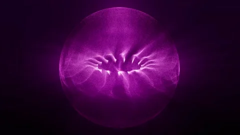 Abstract pink purple sphere with white particles and motion turbulence effect Stock Footage 267569358