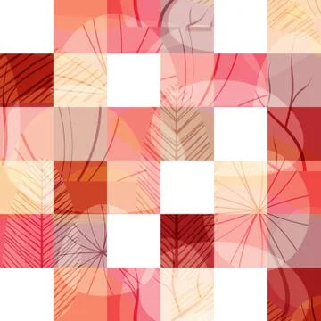 Abstract pink, red seamless pattern with plants, leaves, forest theme. Hand d Stock Illustration