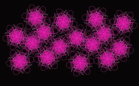Abstract Pink Scribble Cluster Pattern on Black Background Illustrazione stock