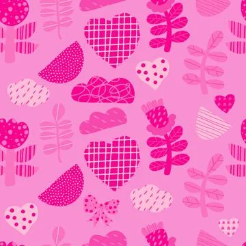 Abstract pink seamless pattern Barbiecore. Glamorous trendy minimalistic sh.. Stock Illustration