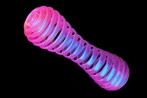 Abstract pink shape against black background, 3D illustration. Smooth shape 3 Illustrazione stock