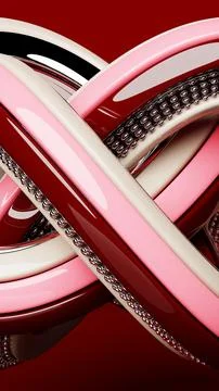 Abstract pink  shape against  red background, 3D illustration.  Smooth shape  Stock Illustration