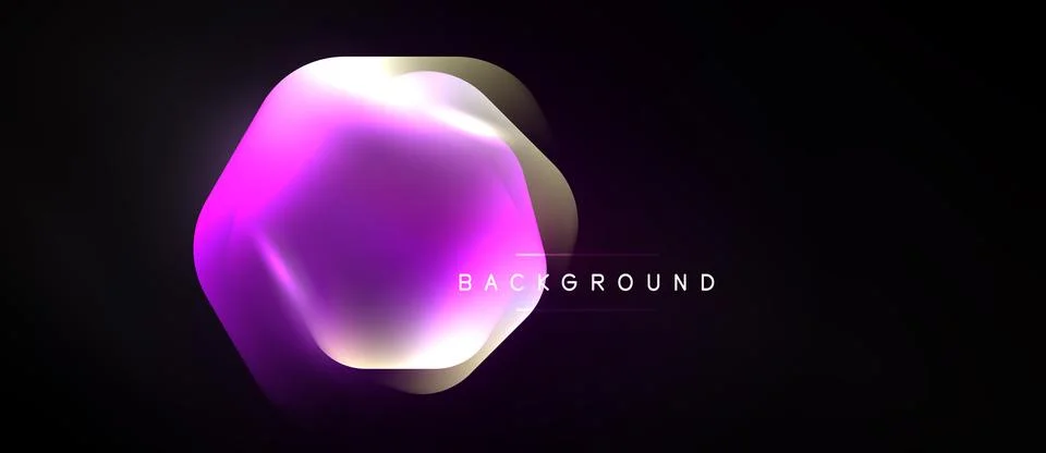 Abstract pink shape over black background. Gradient colors create dynamic v.. Stock Illustration