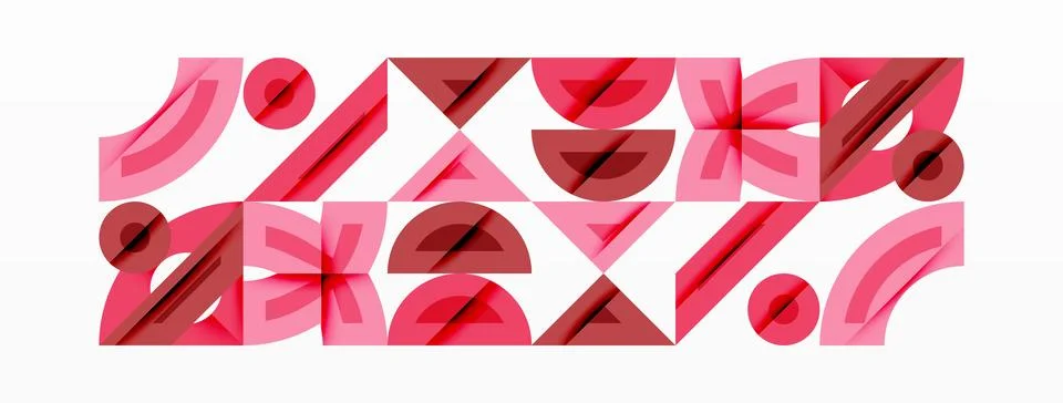 Abstract pink shapes repeat, creating geometric pattern. Minimalist design with Illustrazione stock