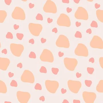 Abstract pink shapes seamless pattern. Geometric figure on beige background Stock Illustration