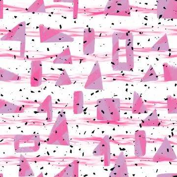 Abstract pink shapes seamless vector pattern design Stock Illustration
