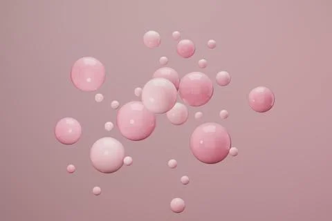 Abstract pink spheres, 3d render illustration Stock Illustration
