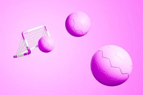 Abstract pink spheres floating in a minimalistic studio space 3d render art Stock Illustration
