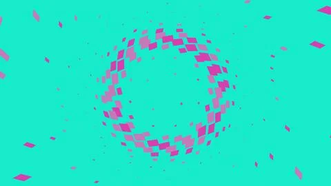 Abstract pink square pattern sphere on turquoise background Stock Illustration