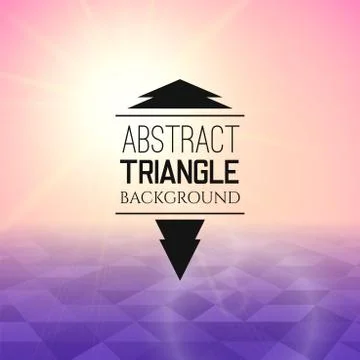 Abstract pink sunset with purple triangle field, perspetive pattern in sunny  Stock Illustration