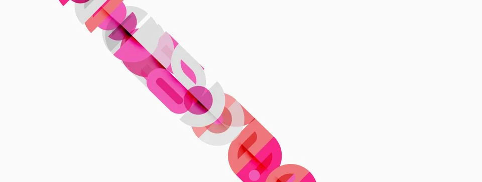 Abstract pink text layers over white background. Overlapping shapes create Ilustração Stock