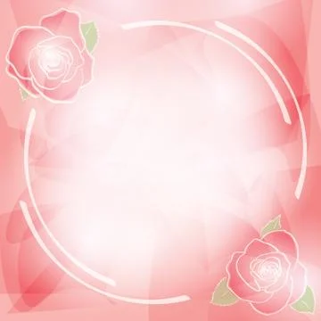 Abstract pink vector background with frame and transparent red roses Stock Illustration