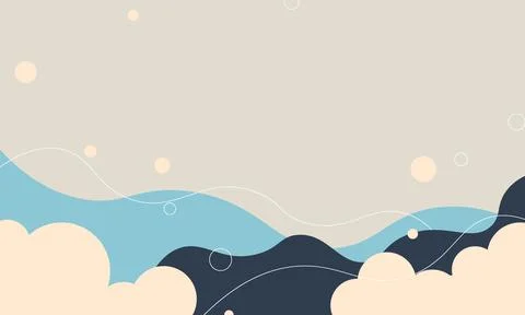 Abstract pink wave, cloud and circle background. Stock Illustration