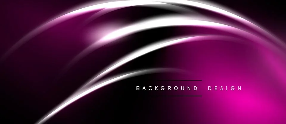 Abstract pink waves over black background. Smooth lines create dynamic, moder Stock Illustration