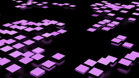 Abstract pink waving surface of small squares isolated on a black background Stock Illustration